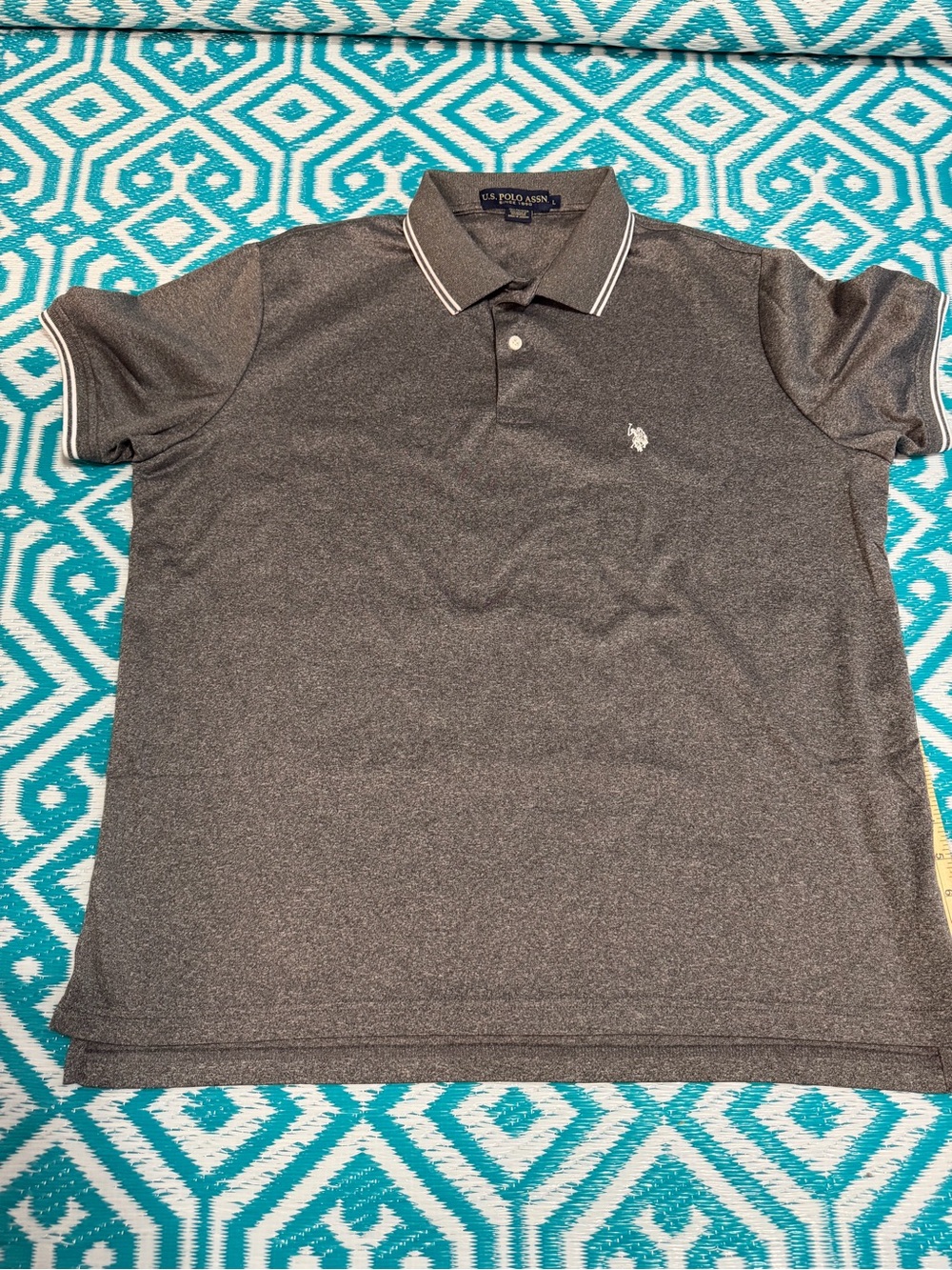 U.S. Polo Assn. Men’s Heather Charcoal Gray Polo Shirt Size L